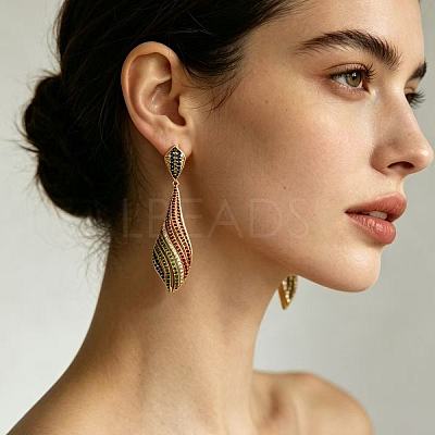 Alloy Rhinestone Teardrop Stud Dangle Earrings for Women WGFF29C-01-1