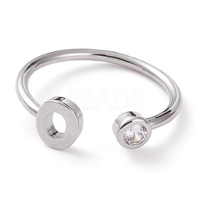 Brass Micro Pave Clear Cubic Zirconia Cuff Rings RJEW-Z005-O-P-1