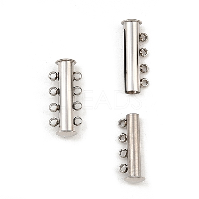 Non-Tarnish 4-Strands 304 Stainless Steel Slide Lock Clasps LS-STAS-H402-35P-01-1