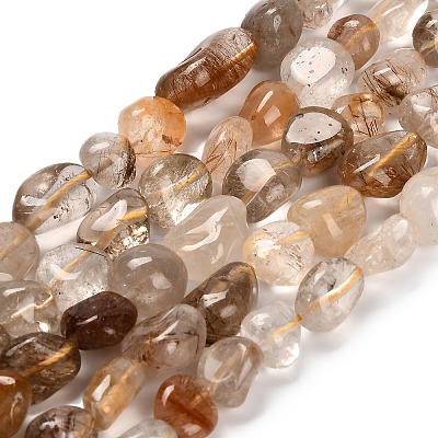 Natural Gold Rutilated Quartz Beads Strands G-P568-C09-01-1