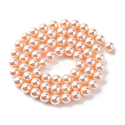 UV Plating Pearlized Glass Pearl Beads Strands GLAA-F128-01A-T7-1