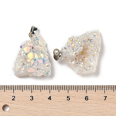 Electroplated Raw Rough Natural Druzy Agate Pendants G-H084-07P-02-1