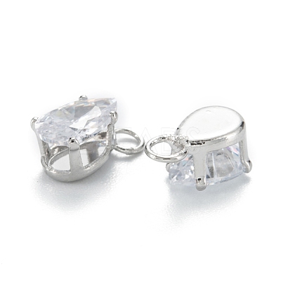 Brass Clear Cubic Zirconia Charms ZIRC-G170-13P-1