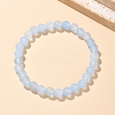 Natural & Dyed White Jade Bead Stretch Bracelets BJEW-K212-A-018-1