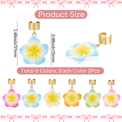 12Pcs 6 Colors Flower Resin Stethoscope Pendant Decorations HJEW-SP0001-55-1