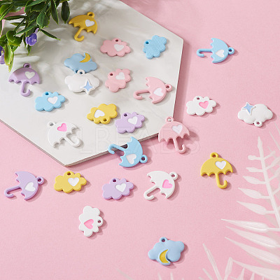 24Pcs 12 Style Spray Painted Alloy Pendants FIND-TA0002-55-1