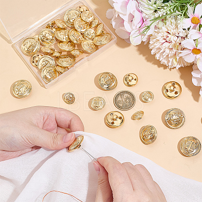 40Pcs 4 Styles 1-Hole Brass Buttons BUTT-AR0001-21-1
