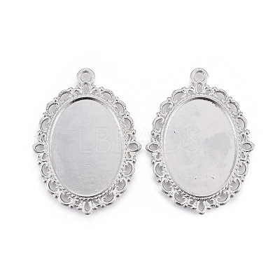 Tibetan Style Oval Alloy Pendant Cabochon Settings X-TIBEP-Q054-44P-RS-1