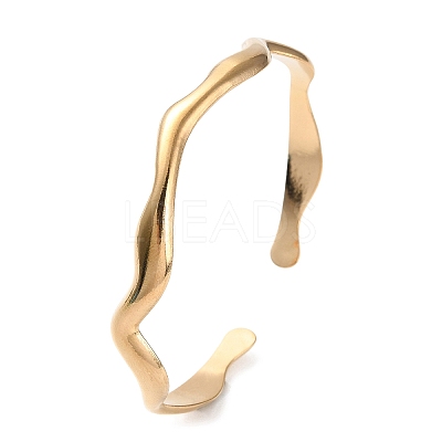 304 Stainless Steel Twist Wave Cuff Bangles BJEW-F457-20G-1