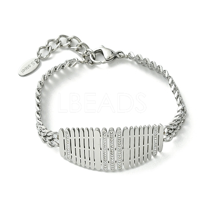 Cubic Zirconia Oval Link Bracelet with 304 Stainless Steel Chains BJEW-Q775-02P-1
