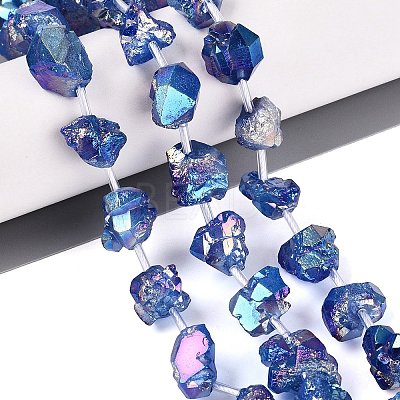Dyed Electroplate Raw Rough Natural Amethyst Beads Strands G-Q610-05A-1