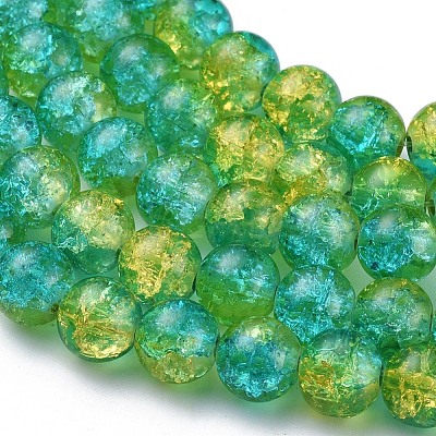 Spray Painted Crackle Glass Beads Strands CCG-Q002-8mm-07-1