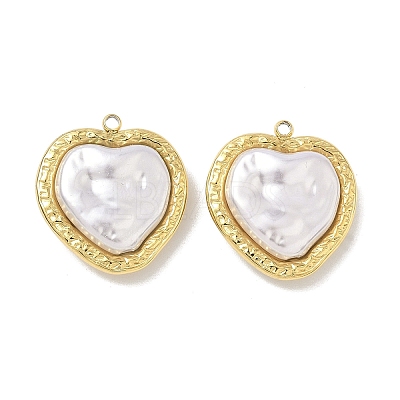 304 Stainless Steel with ABS Plastic Pearl Pendants STAS-G371-01G-03-1