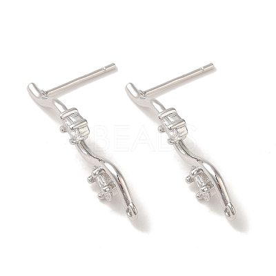 Brass with Clear Cubic Zirconia Stud Earring Findings LS-KK-G499-02P-1
