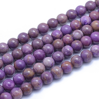 Natural Lepidolite/Purple Mica Stone Beads Strands G-L552H-09B-1