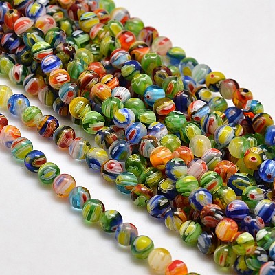 Round Millefiori Glass Beads Strands LK-P001-05-1