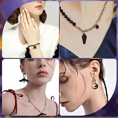 36Pcs 6 Style Halloween Theme Alloy Enamel Pendants FIND-SC0004-37-1
