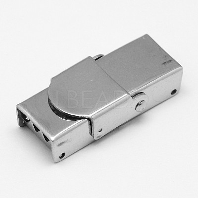 Tarnish Resistant Rectangle 201 Stainless Steel Watch Band Clasps STAS-F067-02-1