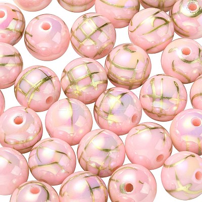 UV Plating Rainbow Iridescent Acrylic Beads PACR-E001-02D-1