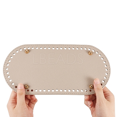 PU Leather Oval Long Bottom for Knitting Bag FIND-WH0032-01C-1