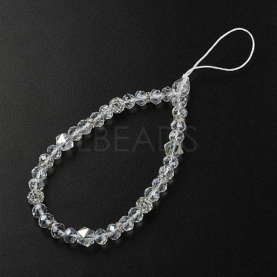 Rondelle Glass & Polymer Clay Rhinestone Beads Phone Hand Strap Chains HJEW-YW0001-05D-1