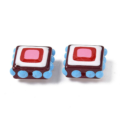 Baking Paint Glass Enamel Beads LAMP-S079-14F-1