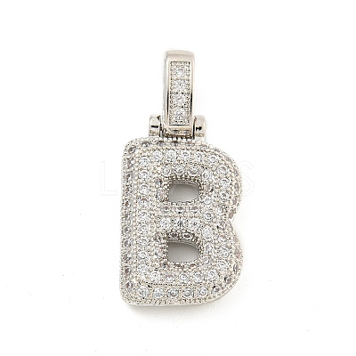 Brass Micro Pave Clear Cubic Zirconia Pendants KK-B099-01P-B-1