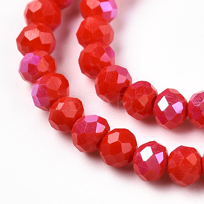 Electroplate Opaque Solid Color Glass Beads Strands EGLA-A034-P4mm-L24-1