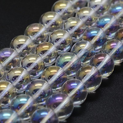 Electroplated Natural Quartz Crystal Beads Strands G-K285-09-6mm-02-1