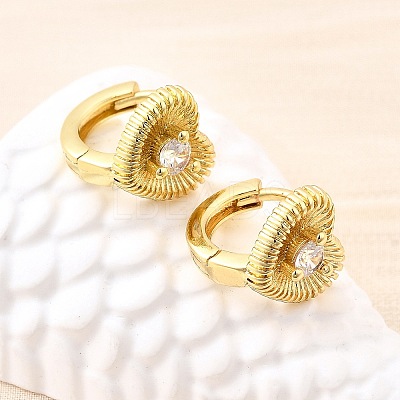 Heart Brass Micro Pave Clear Cubic Zirconia Hoop Earrings EJEW-Z121-05G-1