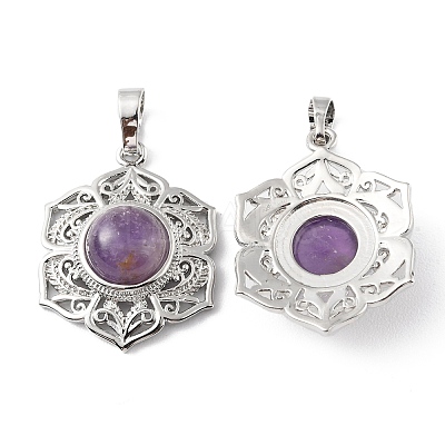 Natural Amethyst Pendants G-P498-02P-04-1