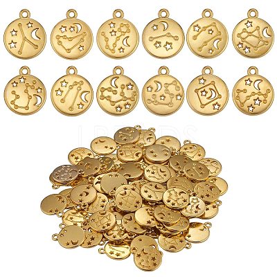 84 Pieces Zodiac Sign Charm Pendants 12 Constellation Charm Pendant Alloy Charm for Jewelry Necklace Earring Making Crafts JX557B-1