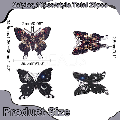 20Pcs 2 Styles Printed Acrylic Pendants OACR-WR0001-10-1