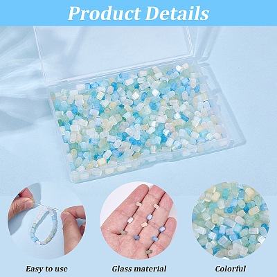96G 8 Colors Imitation Cat Eye Glass Cylinder Seed Beads GLAA-SC0003-20A-1