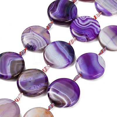 Natural Banded Agate Coin Beads Strands GG-CBAE0EB-06A-1
