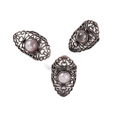 Natural Quartz Crystal Retro Finger Rings RJEW-B067-02R-17-1