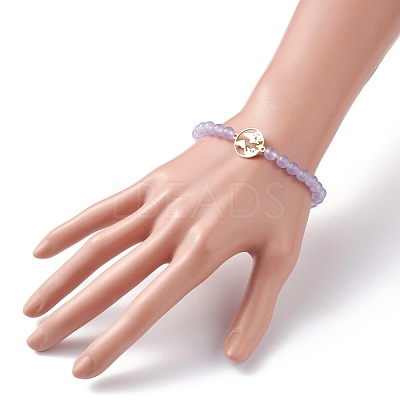 Natural Malaysia Jade(Dyed) Round Beads Stretch Bracelet BJEW-JB07223-1