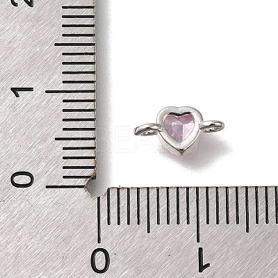Rack Plating Brass Cubic Zirconia Heart Links Connector Charms KK-M014-01F-P-1