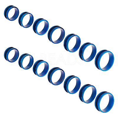 14pcs 7 size Unisex Stainless Steel Grooved Finger Ring Sets RJEW-UN0002-65BL-1