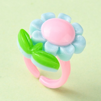 Cute Mixed Shape Acrylic Kid's Cuff Rings RJEW-R130-02-B-1