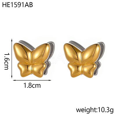Two Tone 304 Stainless Steel Hoop Earrings STAS-OY016-80G-1