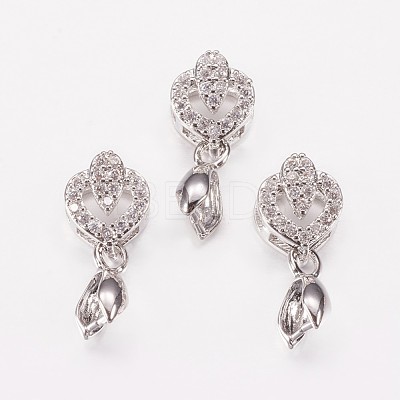 Long-Lasting Plated Brass Micro Pave Cubic Zirconia Ice Pick Pinch Bails ZIRC-F069-21P-1