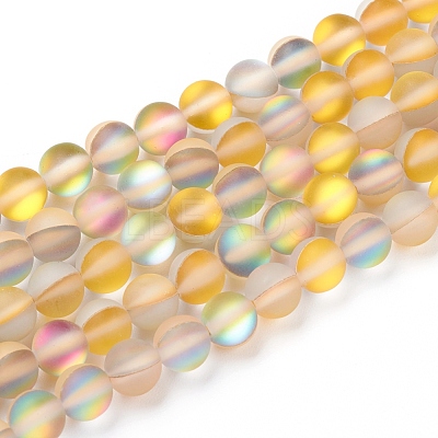 Synthetic Moonstone Beads Strands G-R375-6mm-A15-1
