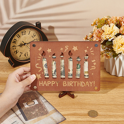 Laser Cut Wooden Money Holder Display Stands AJEW-FG0004-22B-1