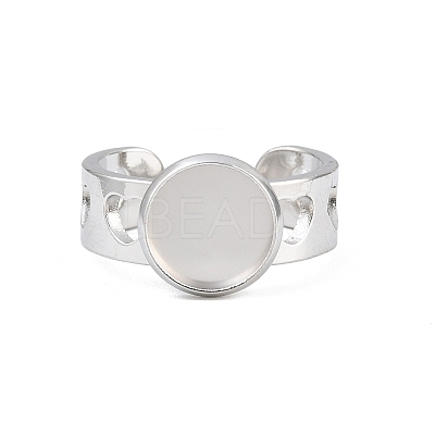 Hollow Heart 304 Stainless Steel Cuff Ring Components SA-CBA82C8-02B-P-1