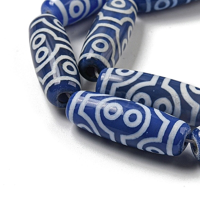 Blue Tibetan Style dZi Beads Strands TDZI-NH0001-B12-01-1