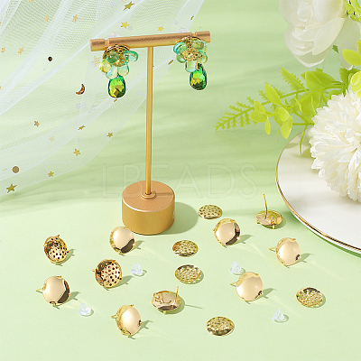 Brass Studs Earring Findings KK-BBC0019-01G-02-1