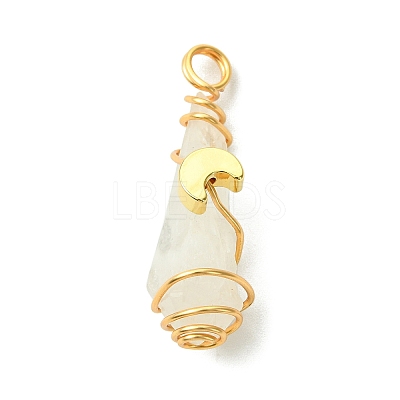 2Pcs Electroplated Natural Quartz Crystal Dyed Copper Wire Wrapped Pendants PALLOY-JF03163-01-1