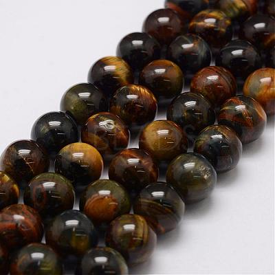 Natural Yellow Blue Tiger Eye(Dyed & Heated) Bead Strands G-P230-07-4mm-1