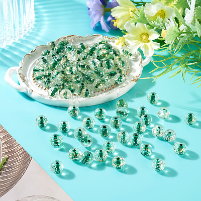 100Pcs Crackle Transparent Glass Beads GLAA-TADJ0001-12F-1